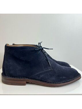 Trask Navy Blue Suede Leather Brady Lace Up Chukka Boot Vibram Sole Men’s Sz 8.5